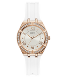  Shop Authentic Guess Cosmo Diamonds Silver Dial White Rubber Strap Watch for Women - GW0034L2 - Luxxuri