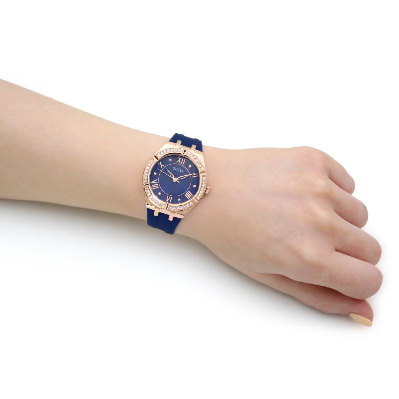  Shop Authentic Guess Cosmo Diamonds Blue Blue Dial Blue Silicone Strap Watch for Women - GW0034L4 - Luxxuri