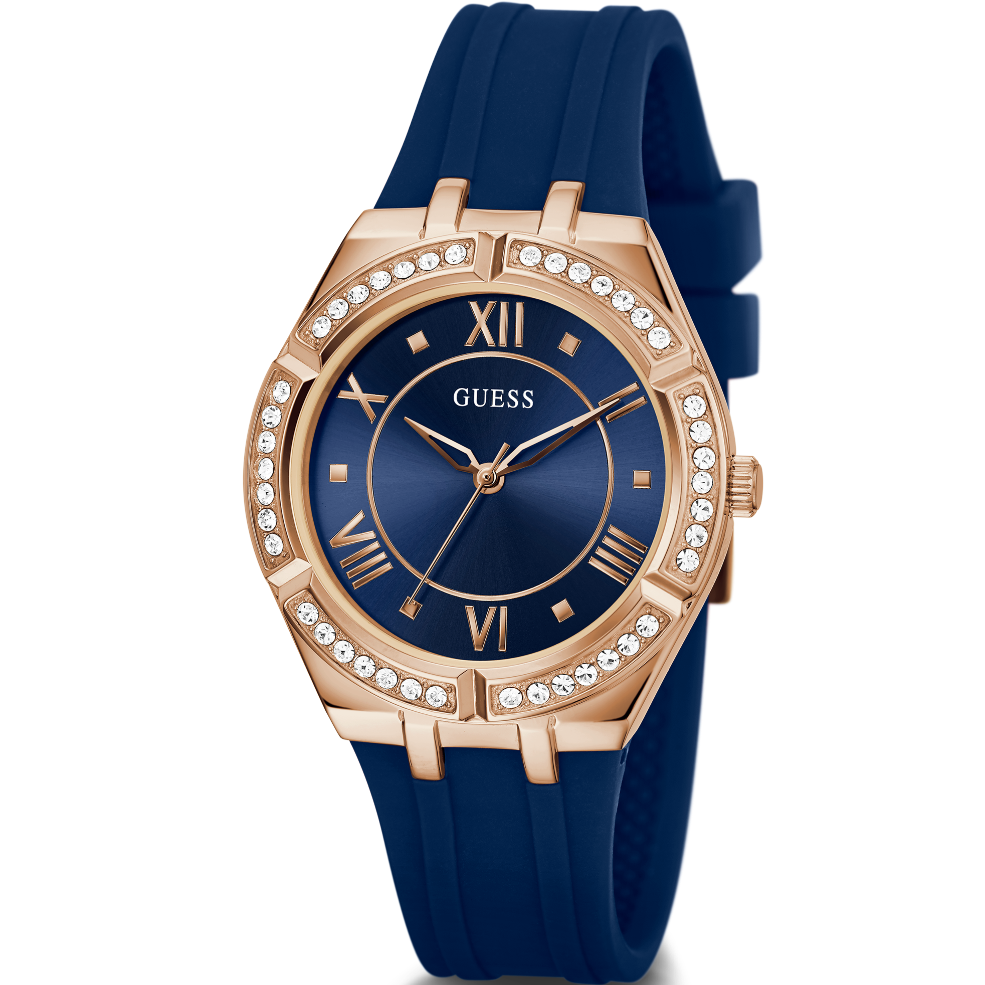 Guess Cosmo Diamonds Blue Blue Dial Blue Silicone Strap Watch for Women - GW0034L4