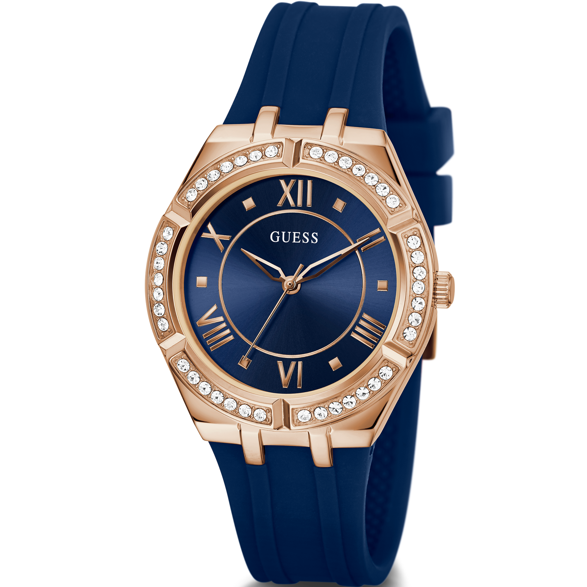  Shop Authentic Guess Cosmo Diamonds Blue Blue Dial Blue Silicone Strap Watch for Women - GW0034L4 - Luxxuri