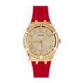  Shop Authentic Guess Cosmo Diamonds Gold Dial Red Rubber Strap Watch for Women - GW0034L6 - Luxxuri