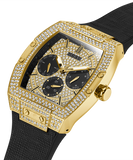  Shop Authentic Guess Phoenix Multifunction Crystals Gold Dial Black Silicone Strap Watch For Men - GW0048G2 - Luxxuri