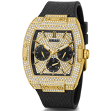  Shop Authentic Guess Phoenix Multifunction Crystals Gold Dial Black Silicone Strap Watch For Men - GW0048G2 - Luxxuri