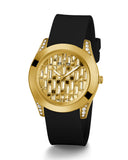  Shop Authentic Guess Clarity Gold Dial Black Silicone Strap Watch for Women - GW0109L1 - Luxxuri