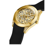  Shop Authentic Guess Clarity Gold Dial Black Silicone Strap Watch for Women - GW0109L1 - Luxxuri