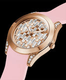  Shop Authentic Guess Clarity Gold Dial Pink Silicone Strap Watch for Women - GW0109L2 - Luxxuri