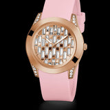  Shop Authentic Guess Clarity Gold Dial Pink Silicone Strap Watch for Women - GW0109L2 - Luxxuri