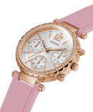  Shop Authentic Guess Solstice Diamonds White Dial Pink Rubber Strap Watch For Women - GW0113L4 - Luxxuri