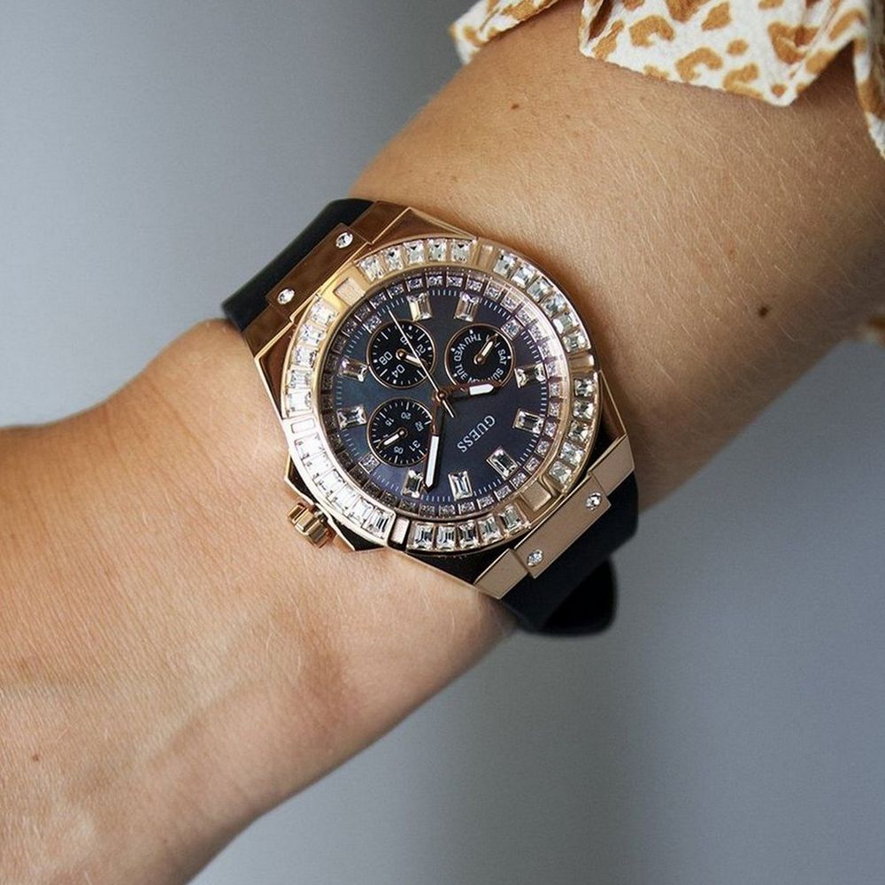  Shop Authentic Guess Venus Diamonds Black Dial Black Rubber Strap Watch for Women - GW0118L2 - Luxxuri
