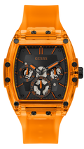 Guess Phoenix Multifunction Black Dial Orange Rubber Strap Watch For Men - GW0203G10