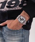 Guess Phoenix Multi Function Silver Dial White Rubber Strap Watch for Men - GW0203G1