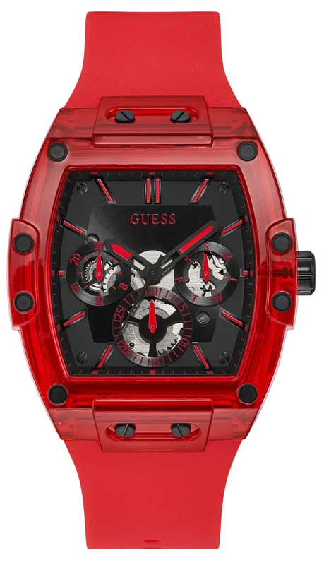  Shop Authentic Guess Phoenix Multifunction Black Dial Red Rubber Strap Watch for Men - GW0203G5 - Luxxuri