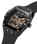 Guess Phoenix Multifunction Black Dial Black Silicone Strap Watch For Men - GW0203G8