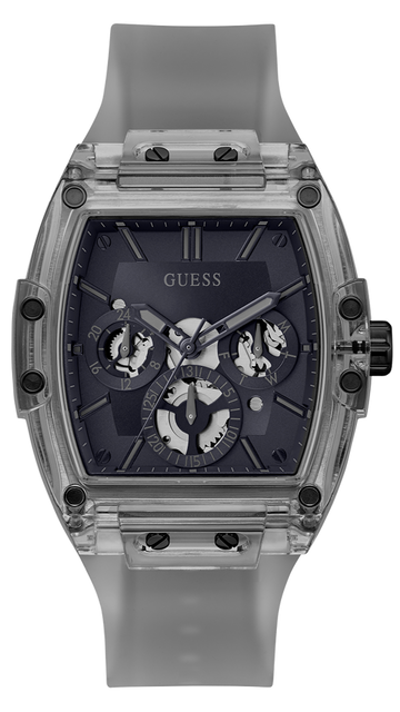 Guess Phoenix Multifunction Black Dial Grey Silicone Strap Watch For Men - GW0203G9