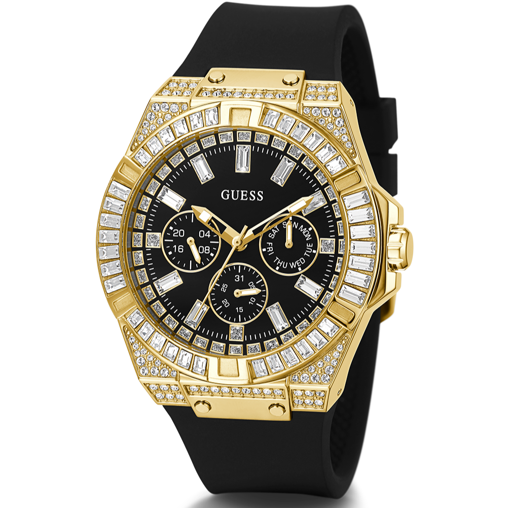  Shop Authentic Guess Zeus Chronograph Diamonds Black Dial Black Silicone Strap Watch For Men - GW0208G2 - Luxxuri