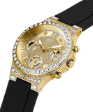  Shop Authentic Guess Moonlight Crystals Silver Dial Black Silicone Strap Watch For Women - GW0257L1 - Luxxuri