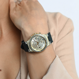  Shop Authentic Guess Moonlight Crystals Silver Dial Black Silicone Strap Watch For Women - GW0257L1 - Luxxuri