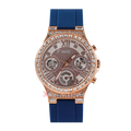 Guess Moonlight Diamonds White Dial Blue Rubber Strap Watch for Women - GW0257L3
