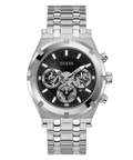 Guess Continental Black Dial Silver Steel Strap Watch for Men - GW0260G1