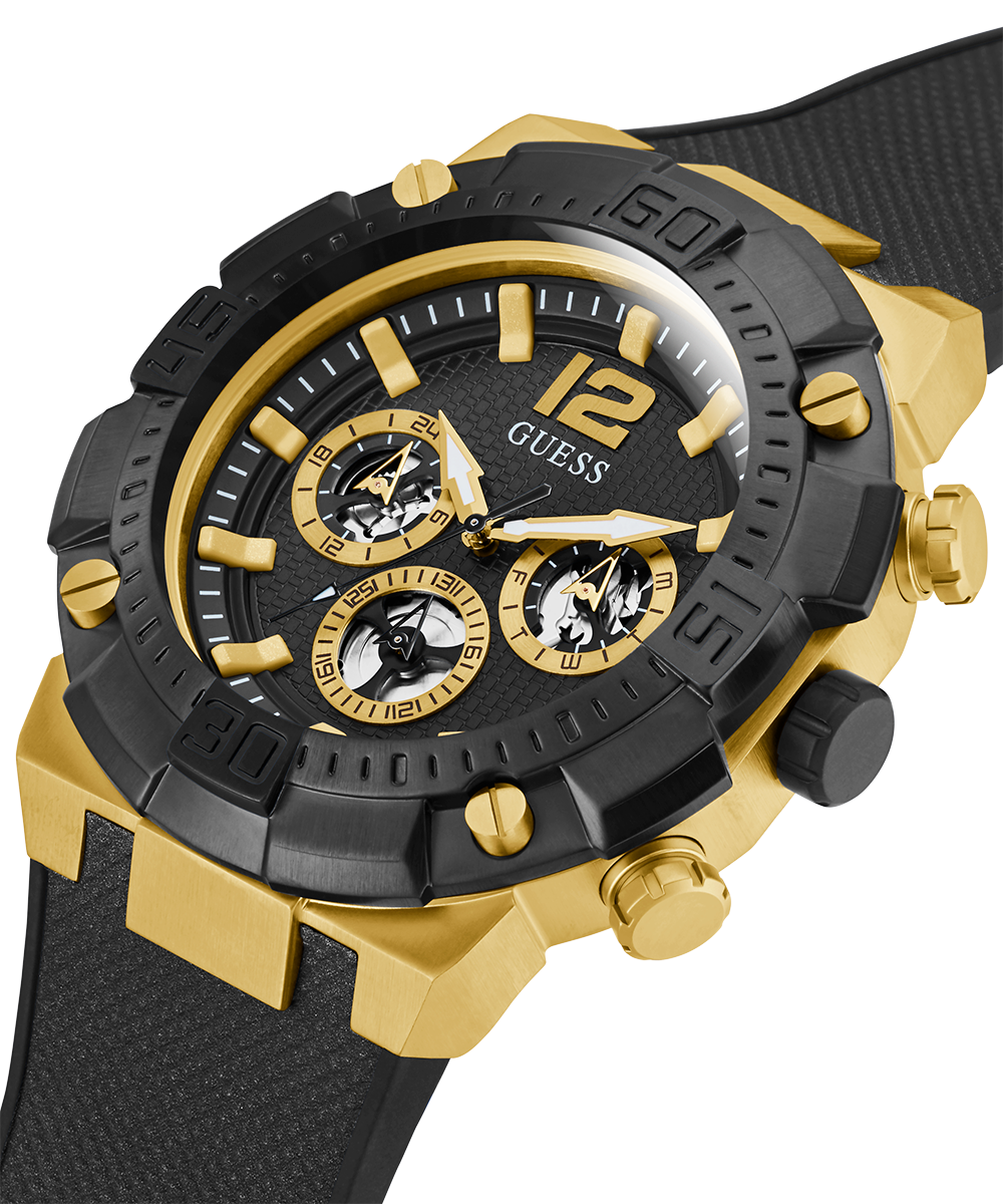 Guess Navigator Chronograph Black Dial Black Rubber Strap Watch for Men - GW0264G3