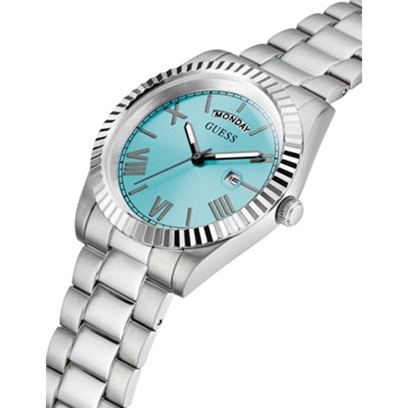  Shop Authentic Guess Connoisseur Turquoise Dial Silver Steel Strap Watch for Men - GW0265G11 - Luxxuri