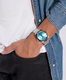  Shop Authentic Guess Connoisseur Turquoise Dial Silver Steel Strap Watch for Men - GW0265G11 - Luxxuri