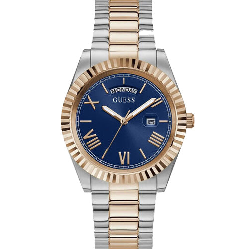  Shop Authentic Guess Connoisseur Quartz Blue Dial Two Tone Steel Strap Watch For Men - GW0265G12 - Luxxuri