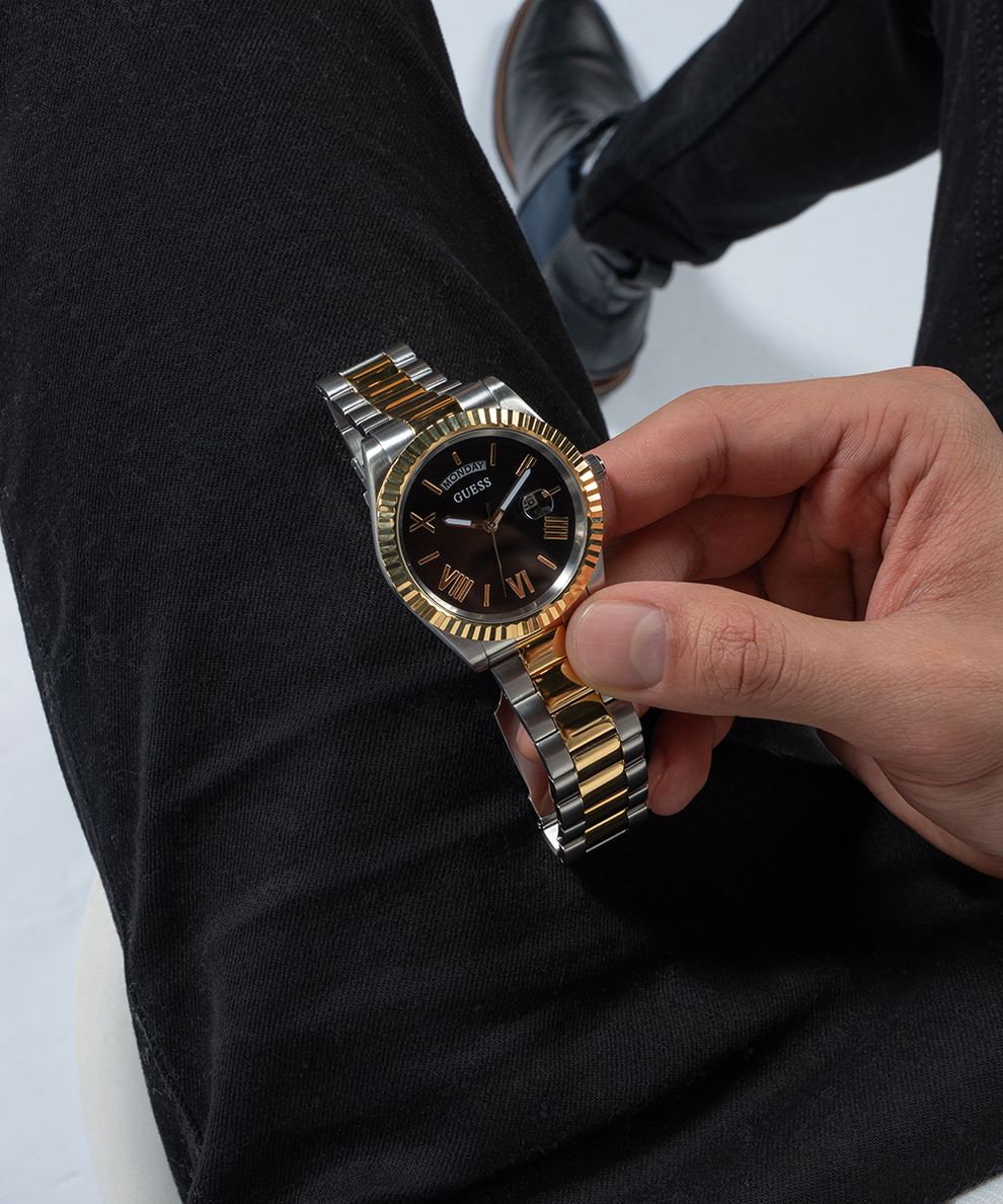  Shop Authentic Guess Connoisseur Black Dial Two Tone Steel Strap Watch for Men - GW0265G5 - Luxxuri