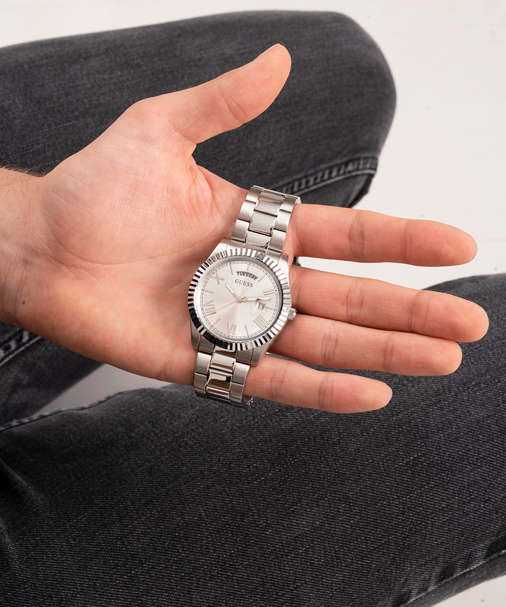 Guess Connoisseur Silver Dial Silver Steel Strap Watch for Men - GW0265G6