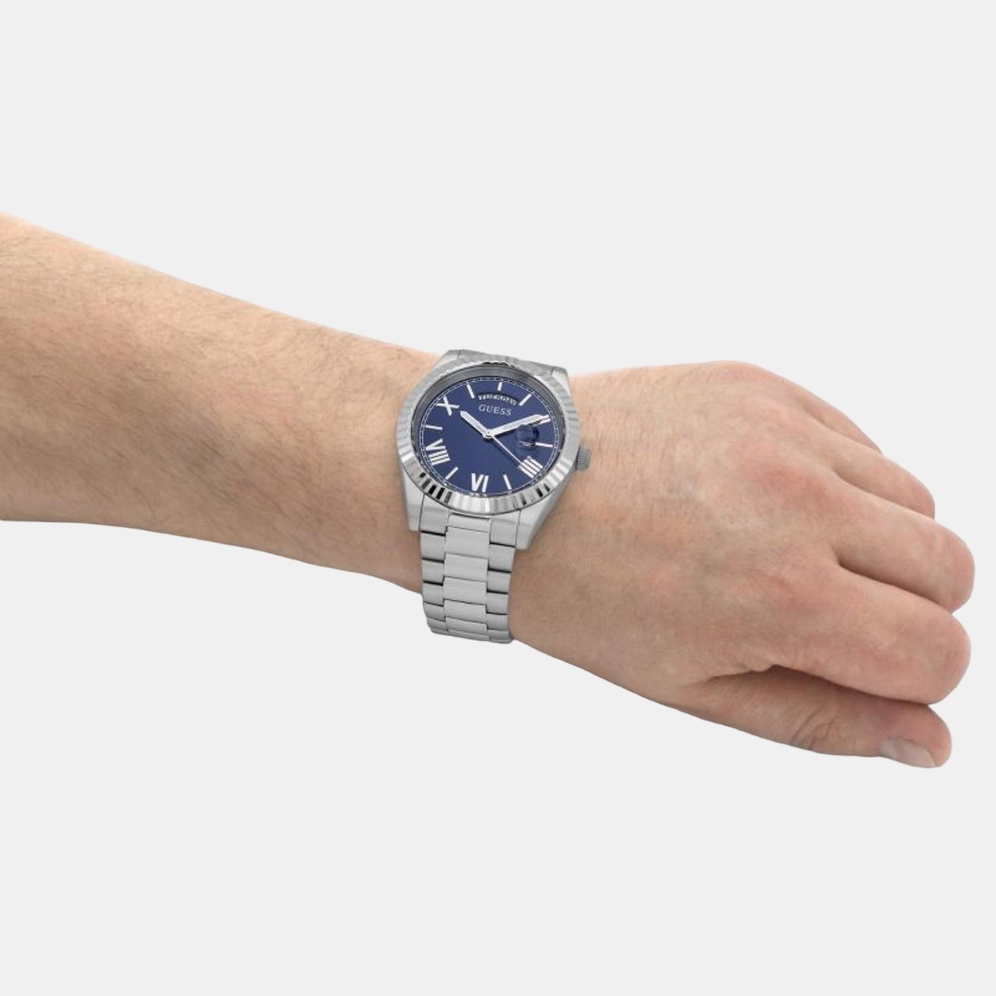  Shop Authentic Guess Connoisseur Blue Dial Silver Steel Strap Watch for Men - GW0265G7 - Luxxuri