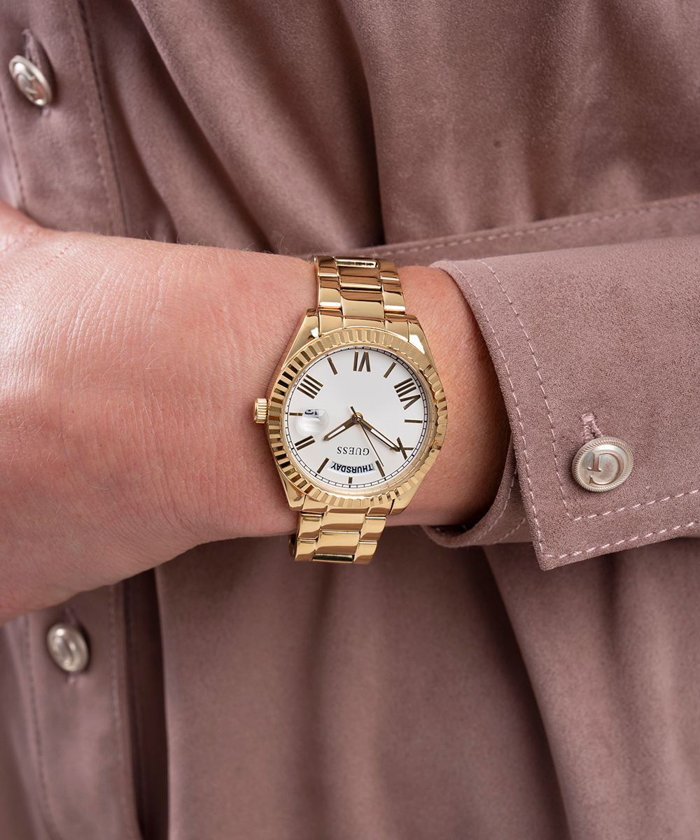  Shop Authentic Guess Luna White Dial Gold Steel Strap Watch for Women - GW0308L2 - Luxxuri