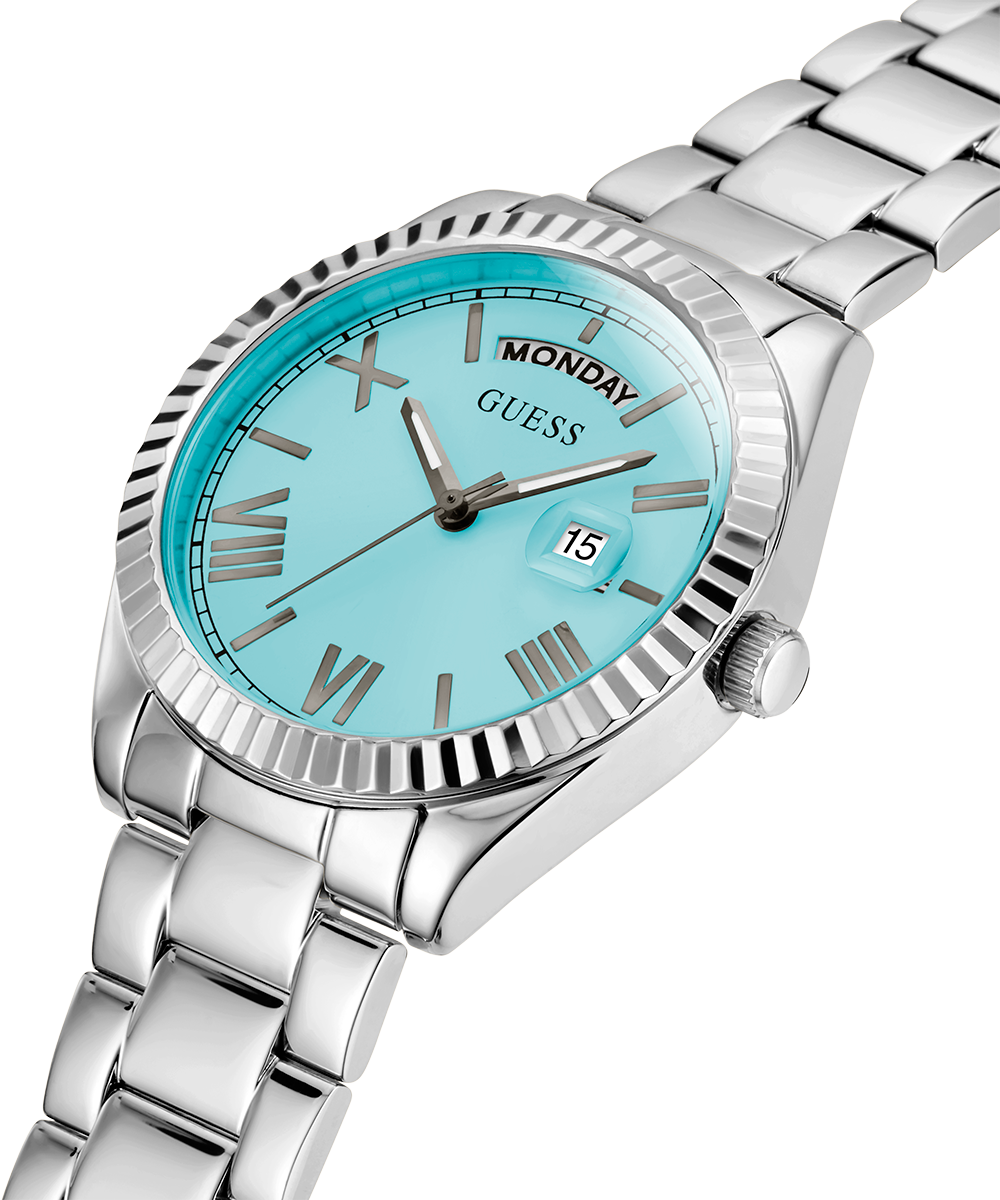 Guess Luna Quartz Blue Dial Silver Steel Strap Watch For Women - GW0308L4