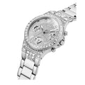 Guess Moonlight Multi Function Diamonds Silver Dial Silver Steel Strap Watch for Women - GW0320L1