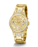  Shop Authentic Guess Moonlight Multi Function Diamonds Gold Dial Gold Steel Strap Watch for Women - GW0320L2 - Luxxuri