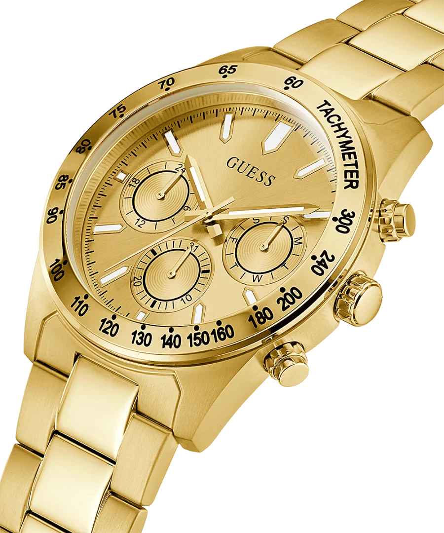 Guess Analog Chronograph Gold Dial Gold Steel Strap Watch for Men - GW0329G3