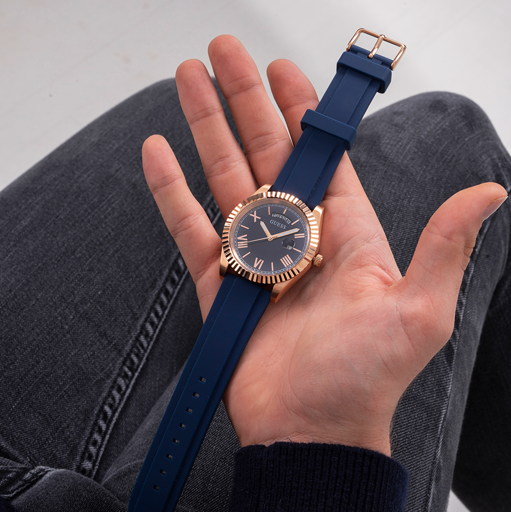  Shop Authentic Guess Connoisseur Blue Dial Blue Silicone Strap Watch For Men - GW0335G2 - Luxxuri