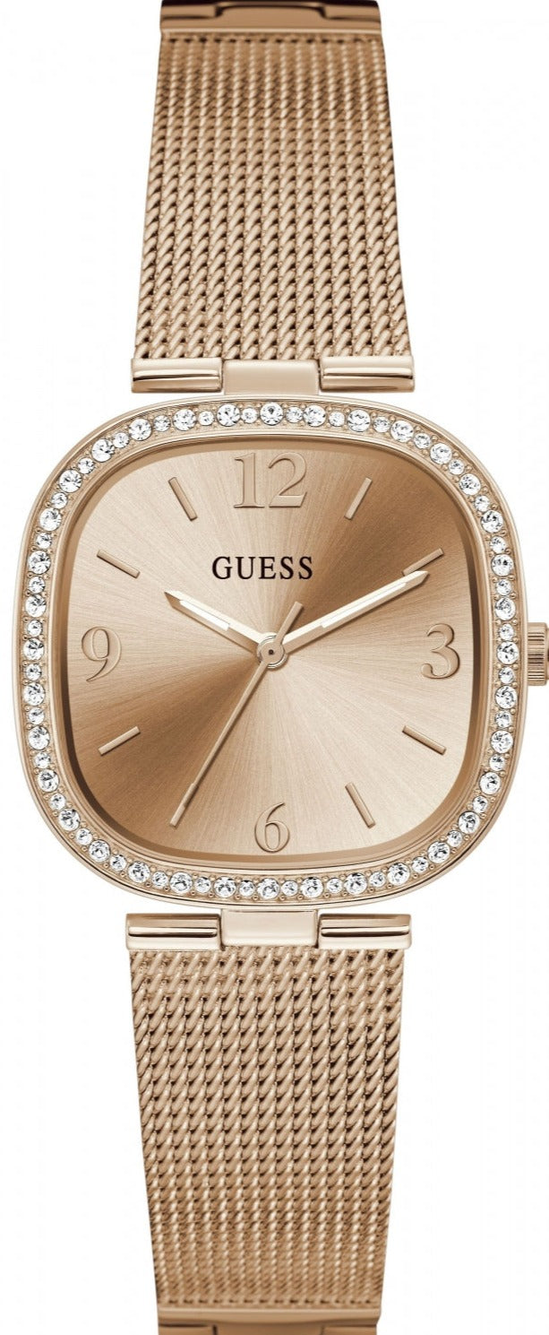 Shop Authentic Guess Tapestry Diamonds Rose Gold Dial Rose Gold Mesh Bracelet Watch for Women - GW0354L3 - Luxxuri