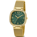 Guess Quartz Green Dial Gold Mesh Strap Watch For Women - GW0354L5