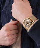  Shop Authentic Guess Tailor Multifunction Gold Dial Gold Mesh Bracelet Watch for Men - GW0368G2 - Luxxuri