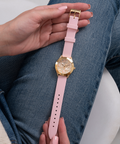  Shop Authentic Guess Wonderlust Beige Dial Pink Leather Strap Watch for Women - W1065L1 - Luxxuri