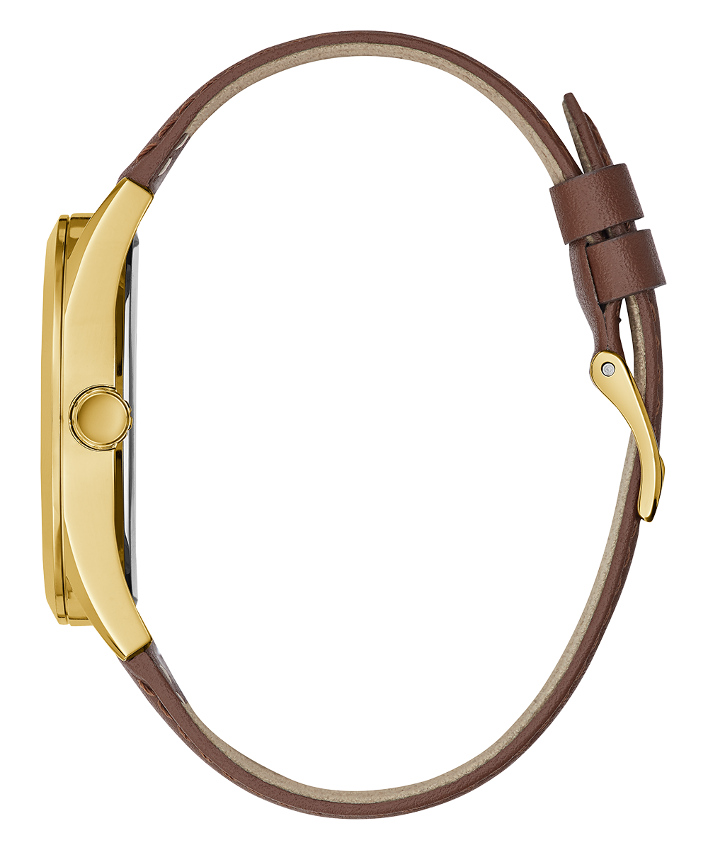  Shop Authentic Guess Multifunction Chronograph Gold Dial Brown Leather Strap Watch For Men - GW0389G5 - Luxxuri