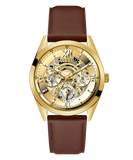  Shop Authentic Guess Multifunction Chronograph Gold Dial Brown Leather Strap Watch For Men - GW0389G5 - Luxxuri