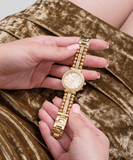  Shop Authentic Guess Gala Diamonds Gold Dial Gold Steel Strap Watch for Women - GW0401L2 - Luxxuri