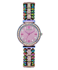 Guess Intricate Iridescent Crystals Purple Dial Purple Steel Strap Watch for Women - GW0401L4