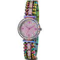 Guess Intricate Iridescent Crystals Purple Dial Purple Steel Strap Watch for Women - GW0401L4