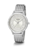  Shop Authentic Guess Soiree Diamonds Silver Dial Silver Mesh Bracelet Watch for Women - GW0402L1 - Luxxuri