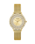 Guess Soiree Diamonds Gold Dial Gold Mesh Bracelet Watch for Women - GW0402L2