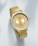 Shop Authentic Guess Soiree Diamonds Gold Dial Gold Mesh Bracelet Watch for Women - GW0402L2 - Luxxuri