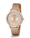  Shop Authentic Guess Soiree Diamonds Rose Gold Dial Rose Gold Mesh Bracelet Watch for Women - GW0402L3 - Luxxuri