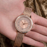  Shop Authentic Guess Soiree Diamonds Rose Gold Dial Rose Gold Mesh Bracelet Watch for Women - GW0402L3 - Luxxuri